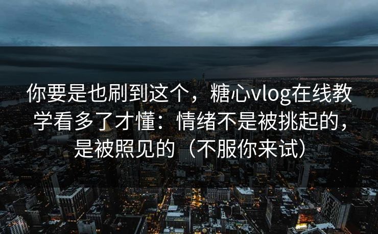 你要是也刷到这个,糖心vlog在线教学看多了才懂:情绪不是被挑起的,是被照见的(不服你来试) 你要是也刷到这个,糖心vlog在线教学看多了才懂:情绪不是被挑起的,是被照见的(不服你来试)